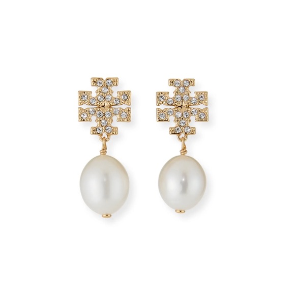 TORY BURCH * Crystal-Embellished Double T Studs - Picture 6 of 8